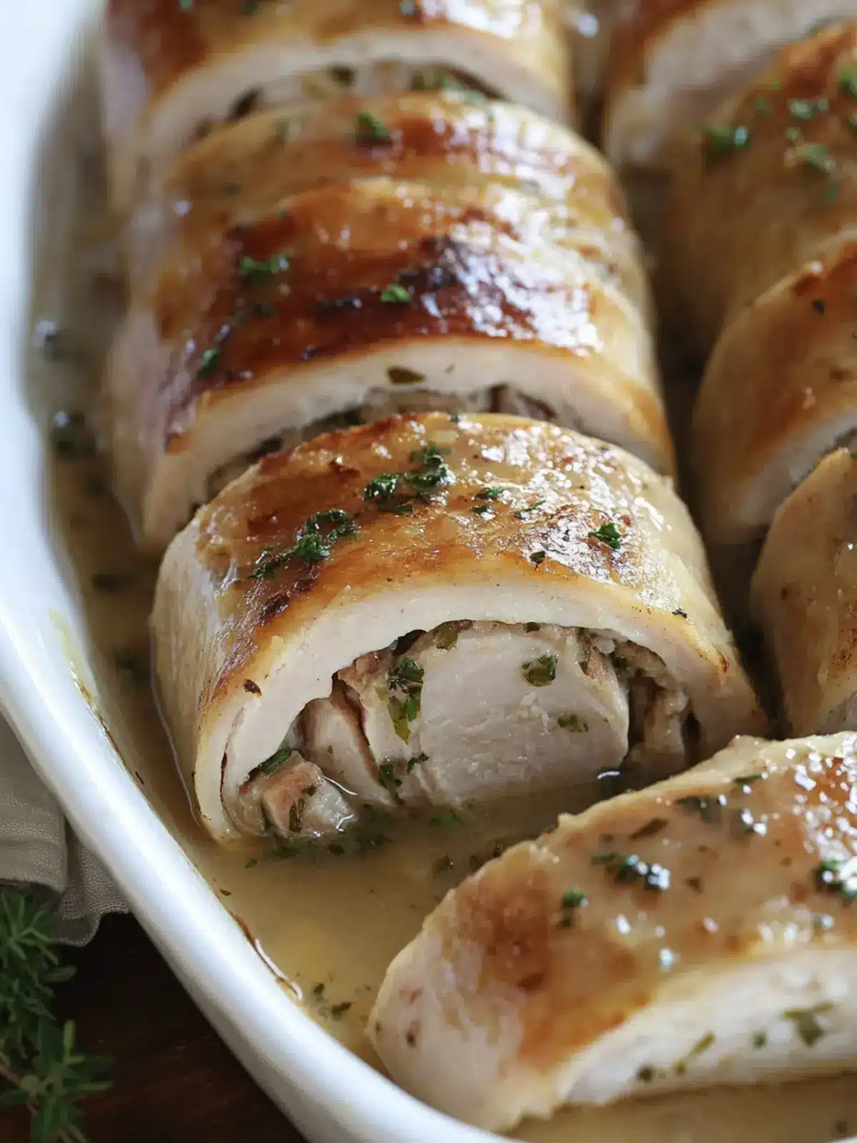 Stuffed Turkey Rolls with Gravy for Cozy Weeknight Comfort 4 Stuffed Turkey Rolls with Gravy