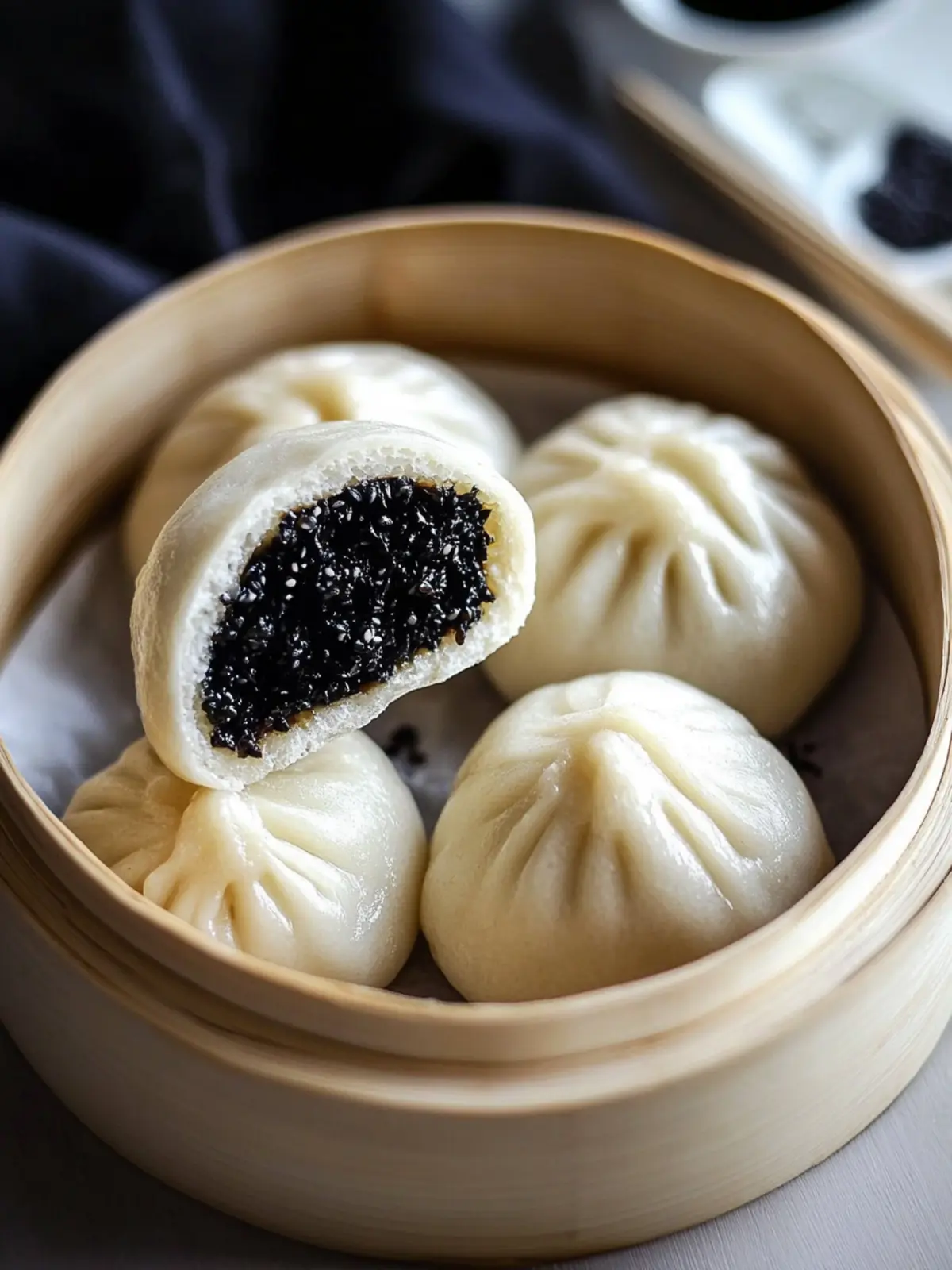 Soft and Fluffy Black Sesame Steamed Buns You ll Love 4 Black Sesame Steamed Buns