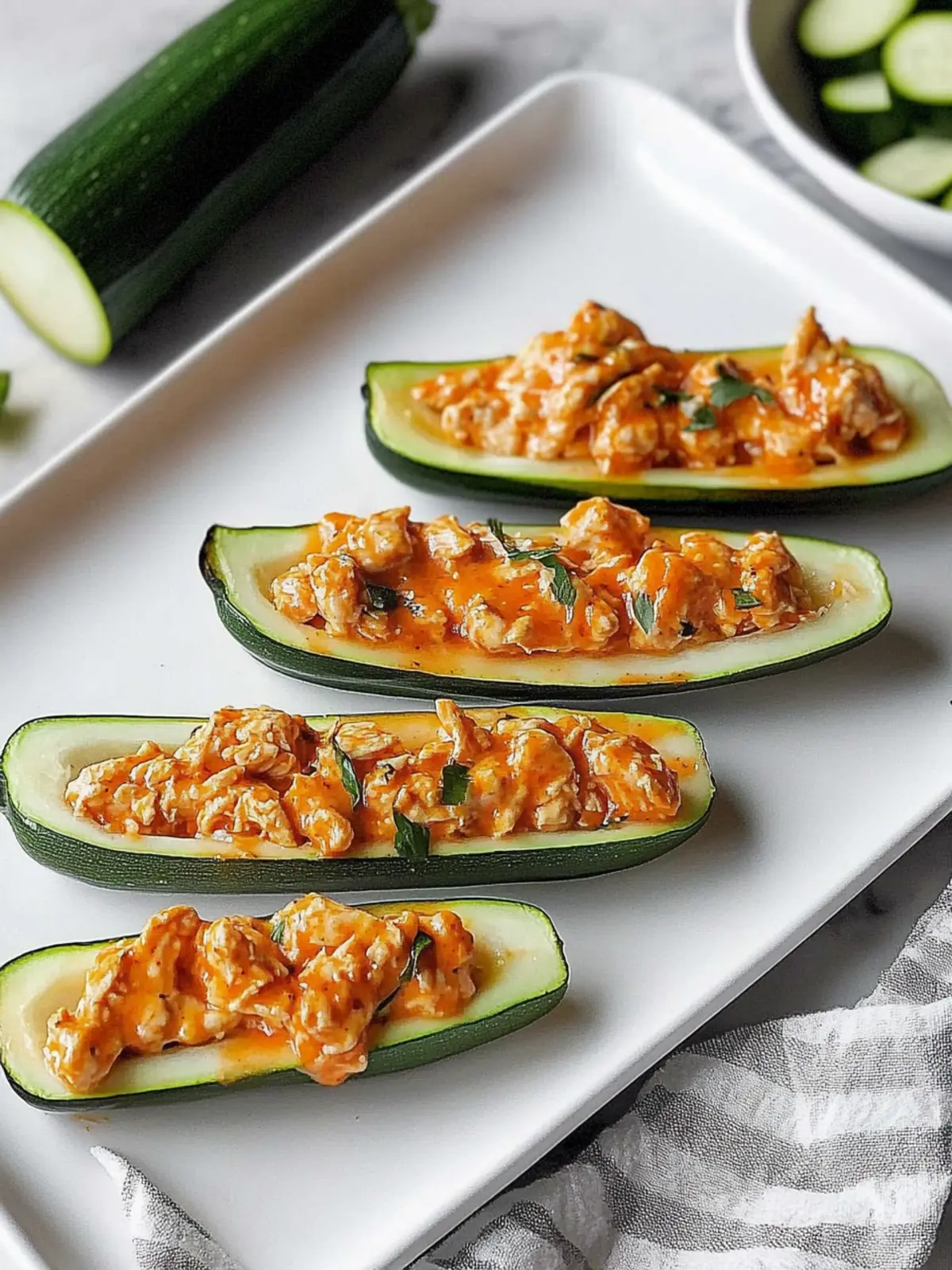 Bite into Flavor: Creamy Buffalo Chicken Zucchini Boats 4 Buffalo Chicken Zucchini Boats
