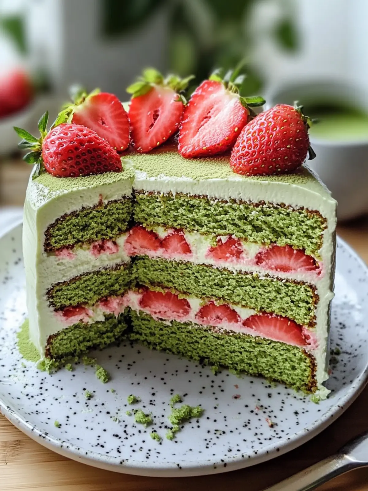 Delicious Strawberry Matcha Cake: A Flavorful Spring Treat 3 Strawberry Matcha Cake