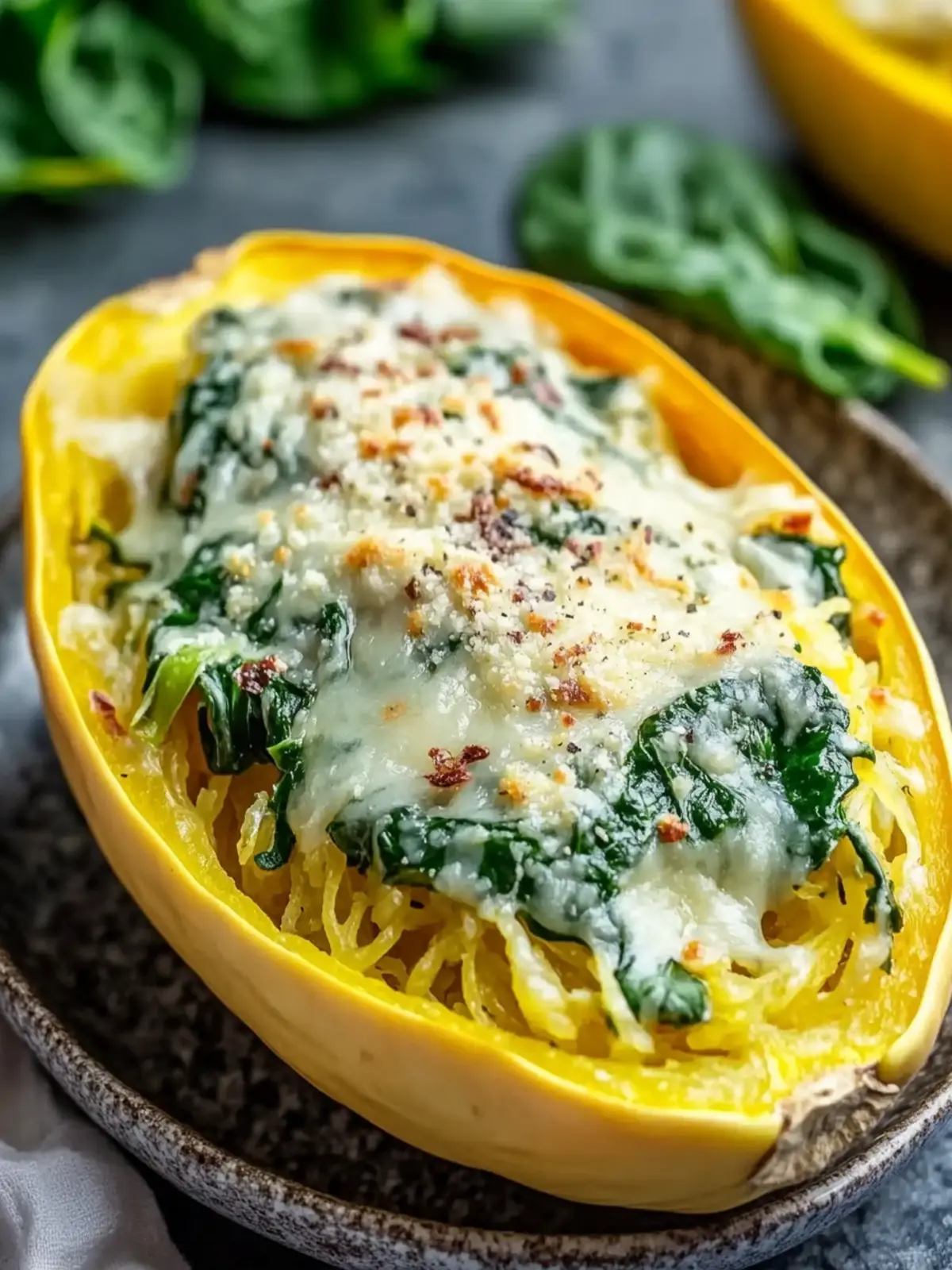 Cheesy Garlic Parmesan Spinach Spaghetti Squash Delight 4 Cheesy Garlic Parmesan Spinach Spaghetti Squash