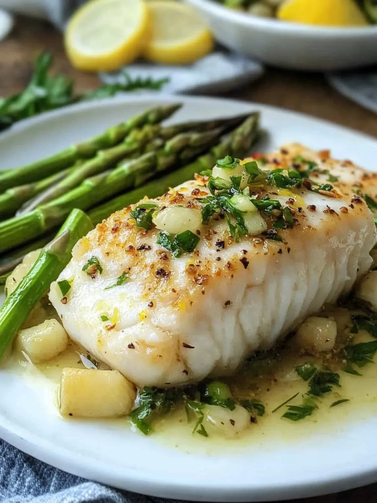 Lemon Butter Cod with Toasted Asparagus Salad for a Quick Win 4 Lemon Butter Cod with Toasted Asparagus Salad