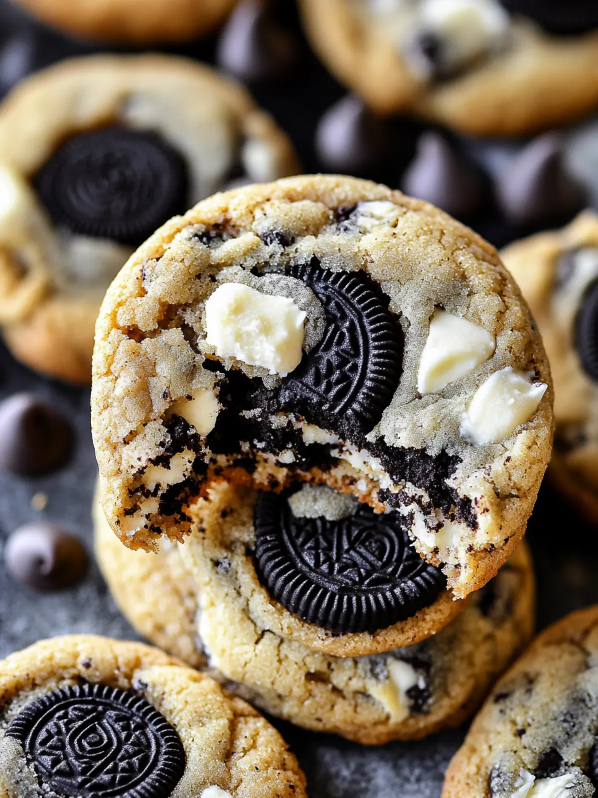 Thick Oreo Stuffed White Chocolate Chip Cookies You'll Love 3 Thick Oreo Stuffed White Chocolate Chip Cookies