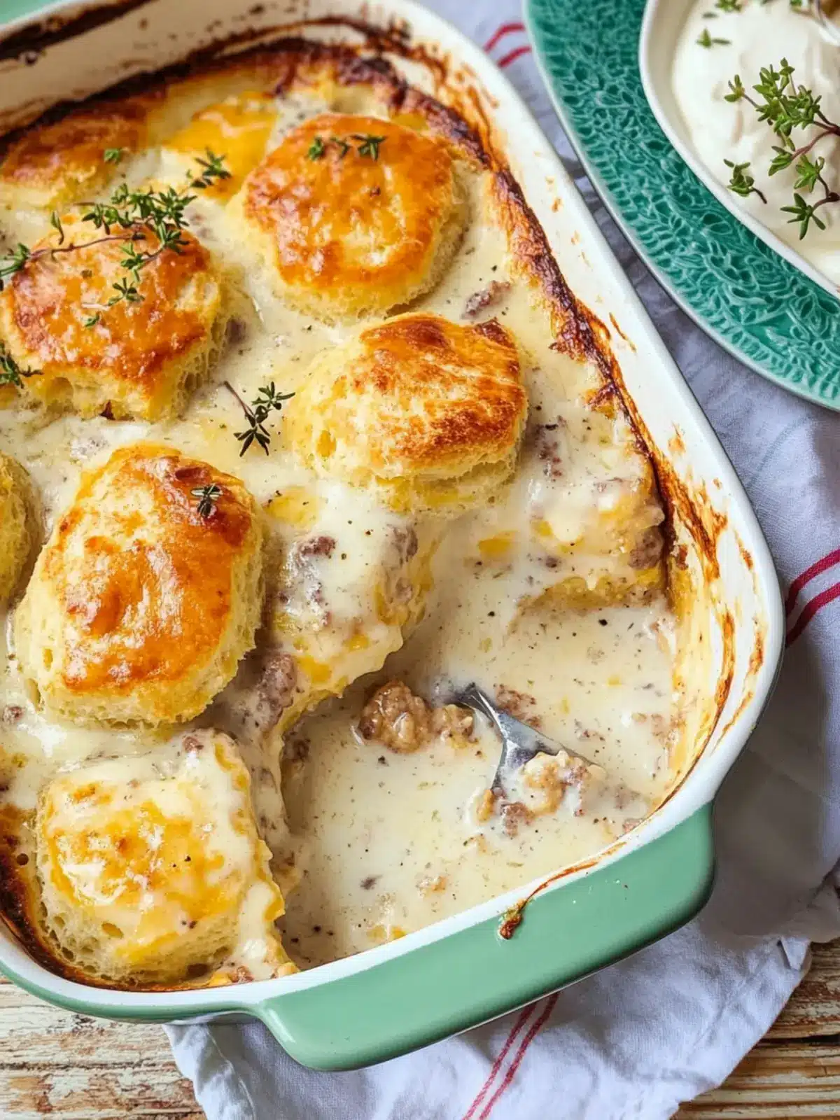 Savory Biscuits and Gravy Casserole for Easy Brunch Bliss 2 Biscuits and Gravy Casserole