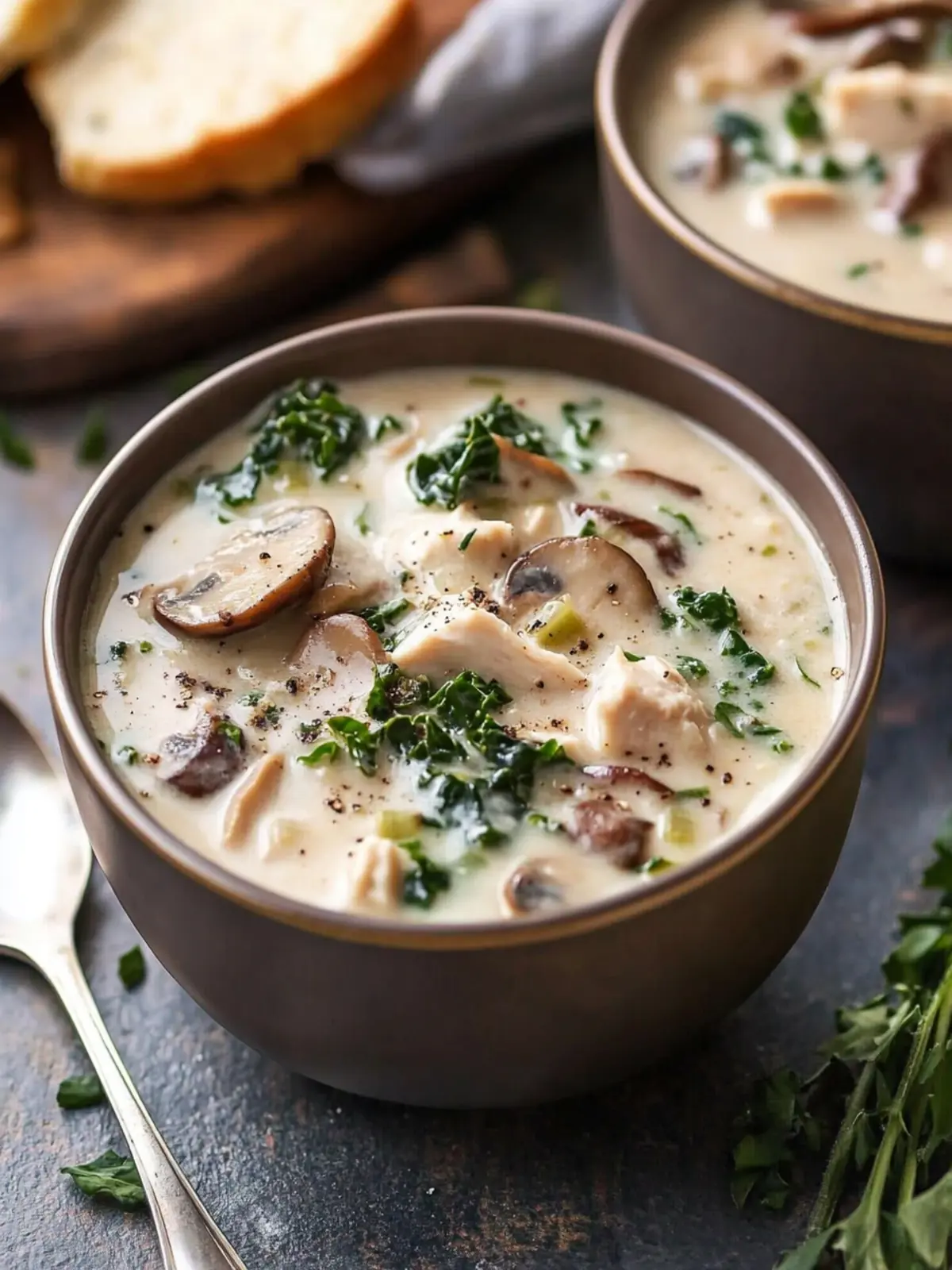 Creamy Mushroom Kale Turkey Soup for Cozy Nights In 4 Creamy Mushroom Kale Turkey Soup