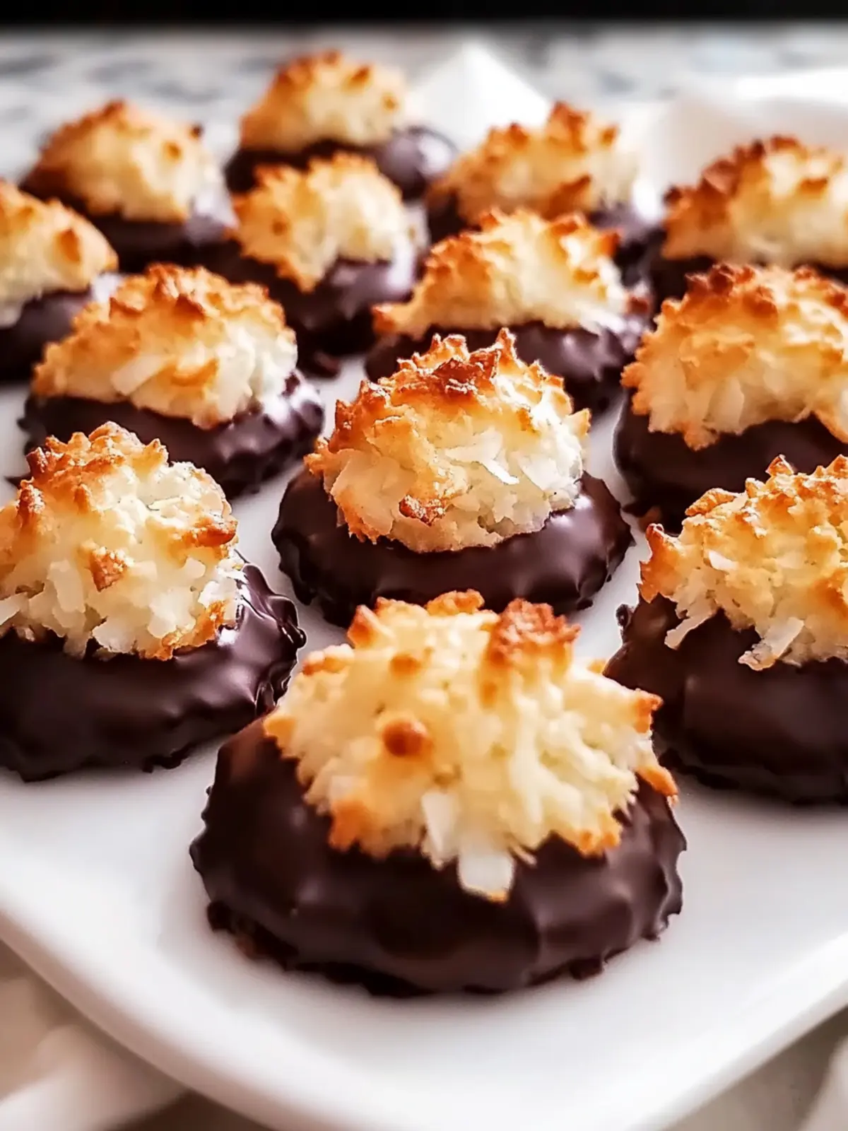 Heavenly Chocolate Dipped Coconut Macaroons You ll Love 4 Chocolate Dipped Coconut Macaroons