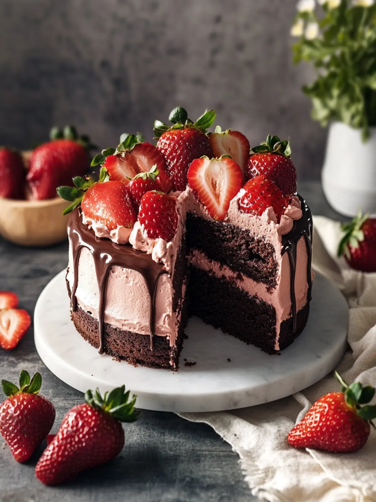 Decadent Strawberry Chocolate Cake with Creamy Frosting Delight 2 Strawberry Chocolate Cake