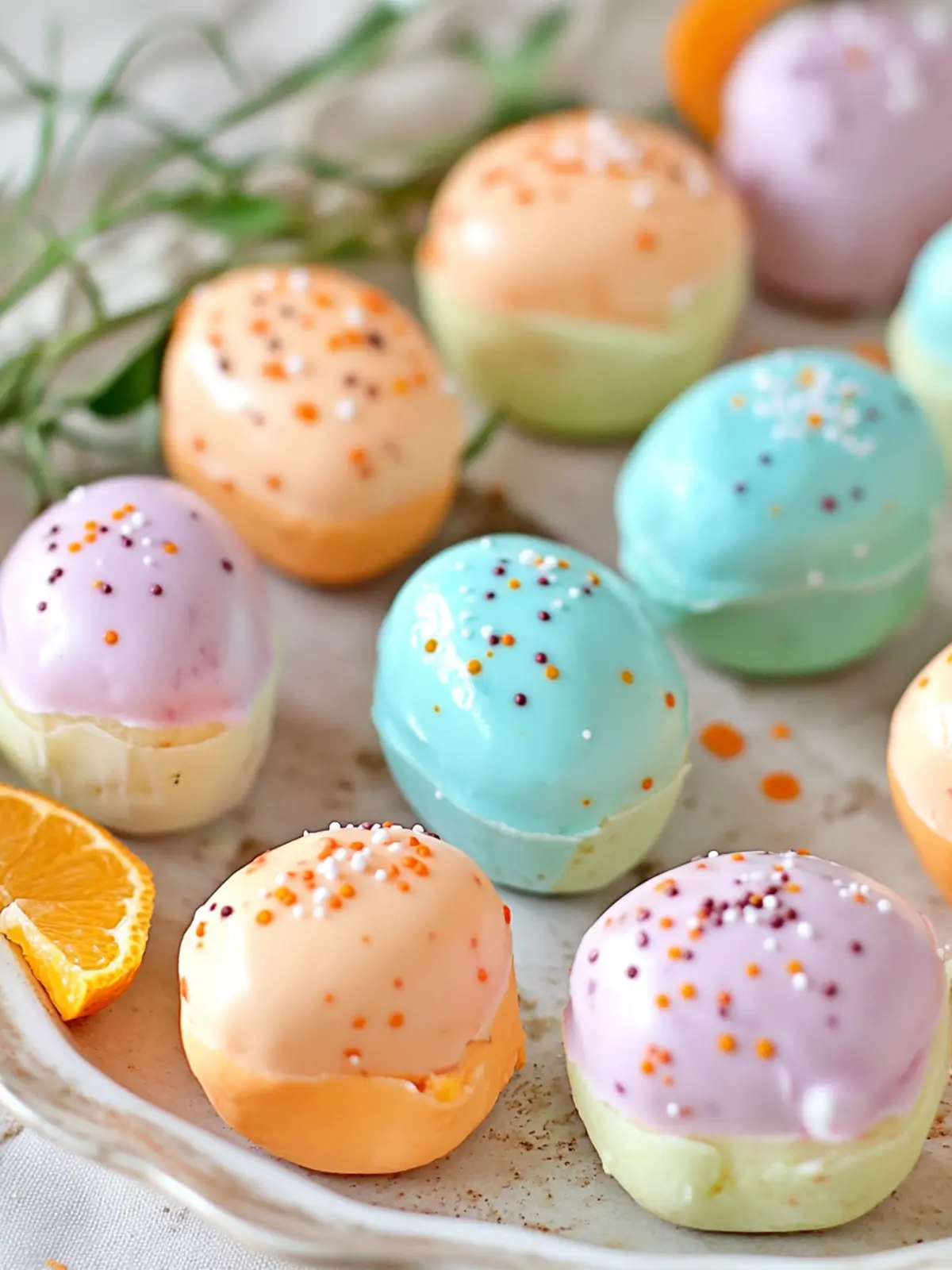 Easter Egg Petit Fours with Tangerine Buttercream Bliss 4 Easter Egg Petit Fours with Tangerine Buttercream