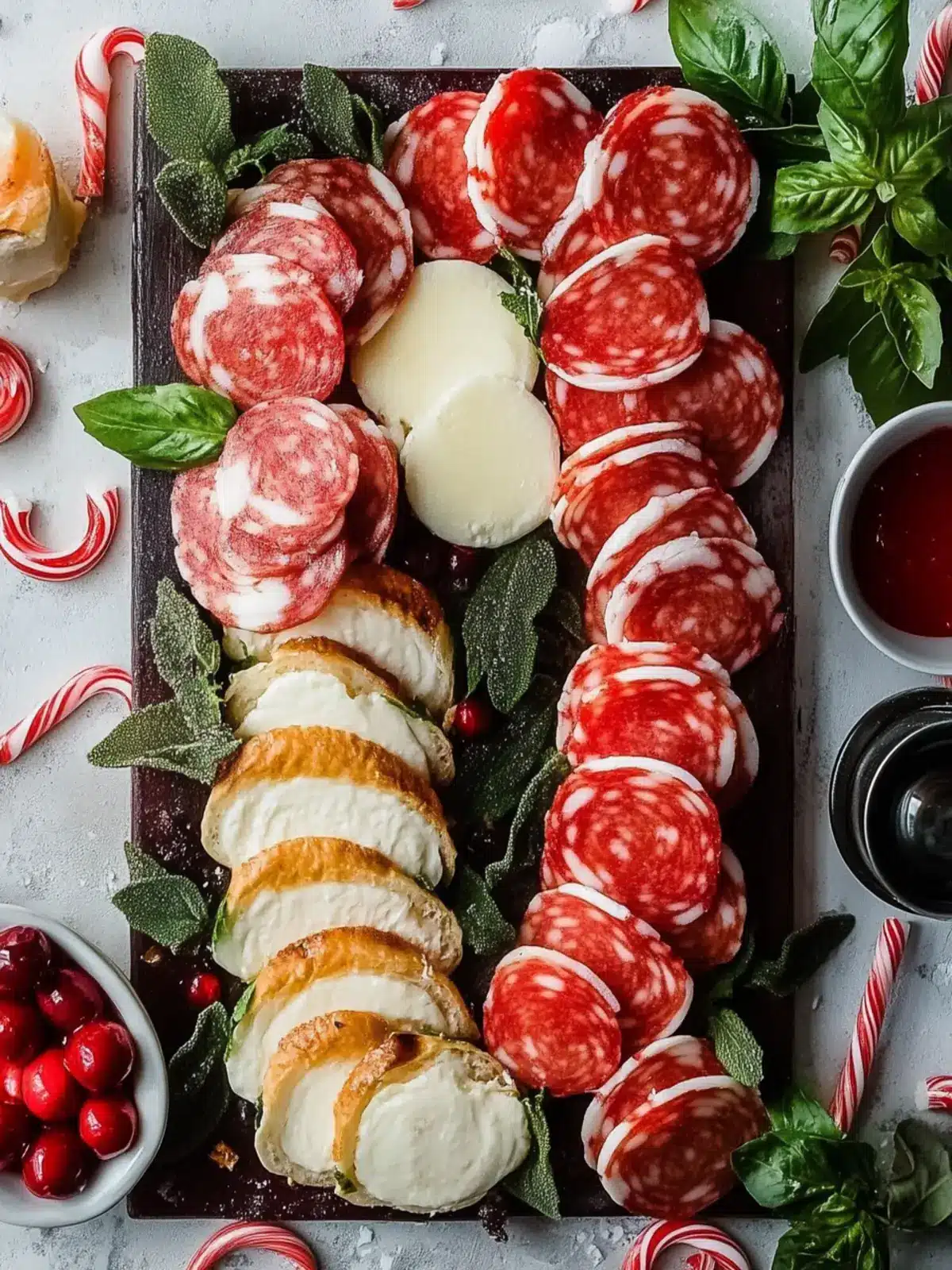 Candy Cane Caprese Board: Easy, Festive Appetizer Delight 3 Candy Cane Caprese Board