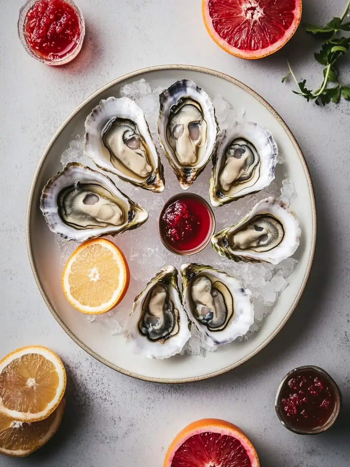 Fresh Oysters with Champagne Blood Orange Mignonette Magic 4 Fresh Oysters with Simple Champagne and Blood Orange Mignonette