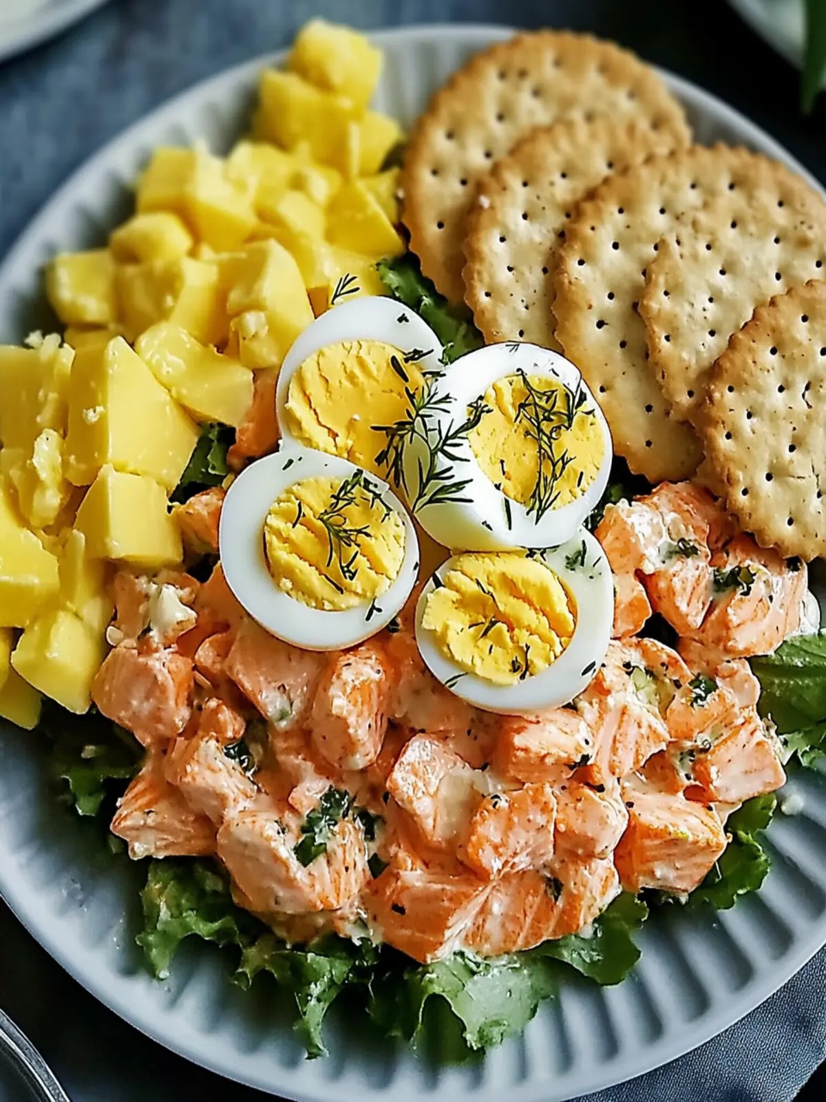 Creamy Salmon Salad with Boiled Eggs & Ritz Crackers Delight 4 Salmon Salad with Boiled Eggs & Ritz Crackers