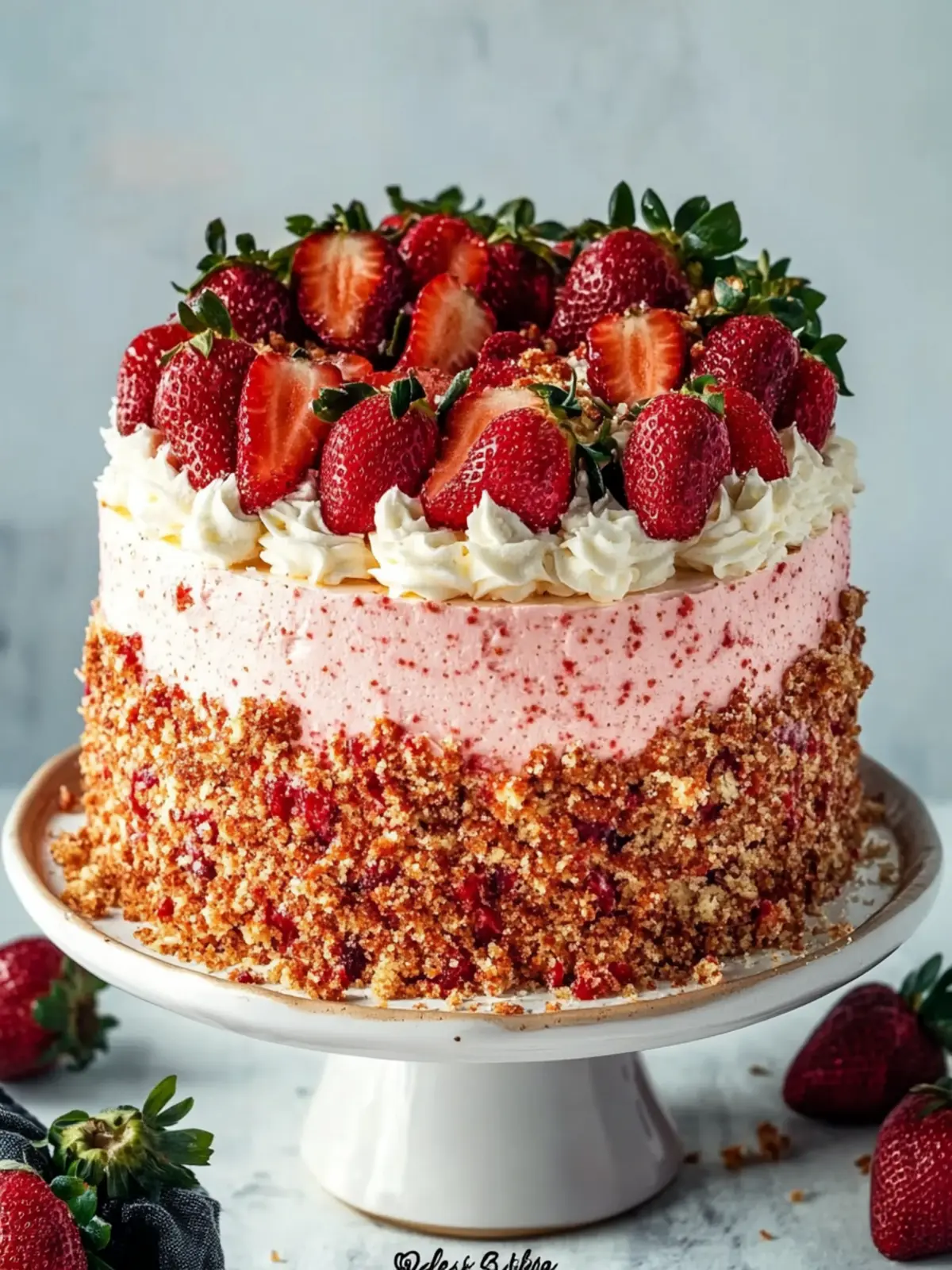 Irresistible Strawberry Crunch Cake with a Delightful Topping 4 Strawberry Crunch Cake