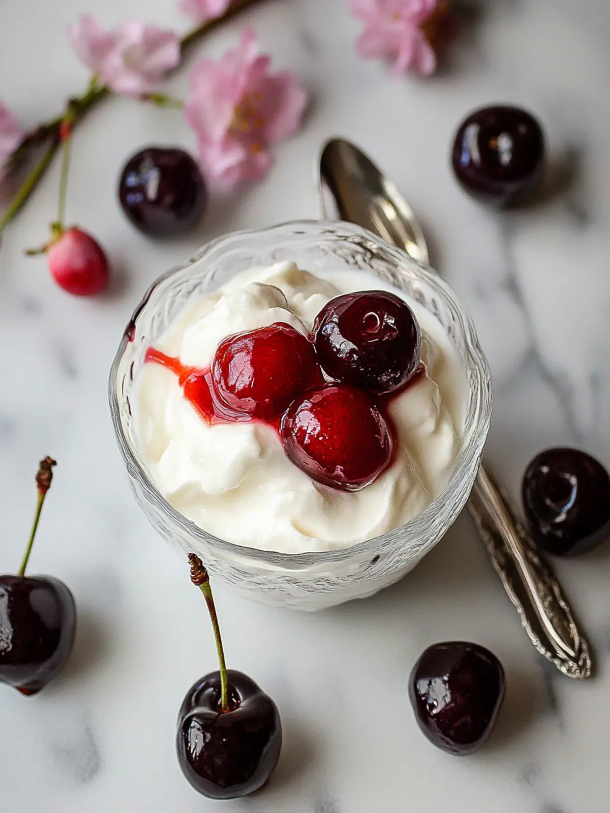 Greek Yogurt with Cherry Spoon Sweets: A Sweet Breakfast Delight 4 Greek Yogurt with Cherry Spoon Sweets